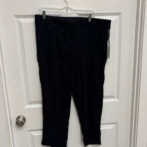 LOFT Black Capris with black flowers petite